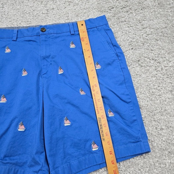 Vineyard Vines Shorts Mens 36 Blue Embroidered Sail Boat American Flag Casual‎ - Picture 10 of 14